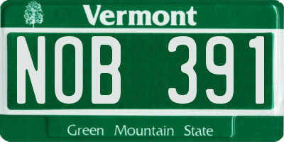 VT license plate NOB391