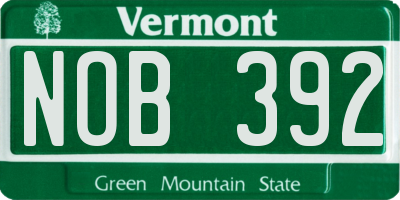 VT license plate NOB392