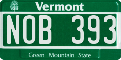 VT license plate NOB393