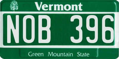 VT license plate NOB396