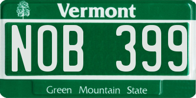 VT license plate NOB399