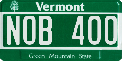 VT license plate NOB400