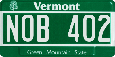 VT license plate NOB402