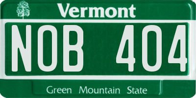 VT license plate NOB404