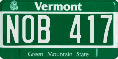 VT license plate NOB417