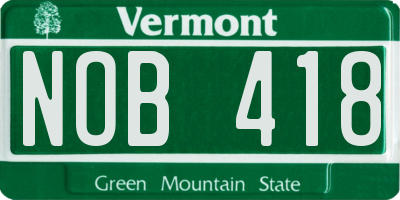 VT license plate NOB418