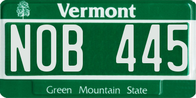 VT license plate NOB445