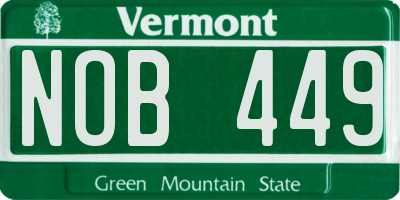VT license plate NOB449
