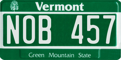 VT license plate NOB457