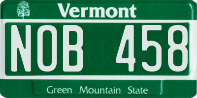 VT license plate NOB458