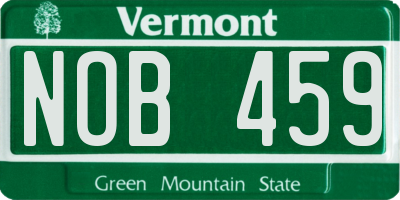 VT license plate NOB459