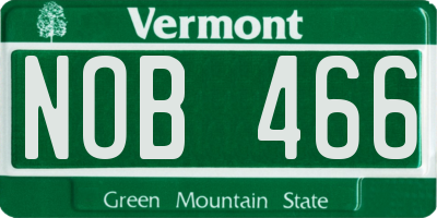 VT license plate NOB466