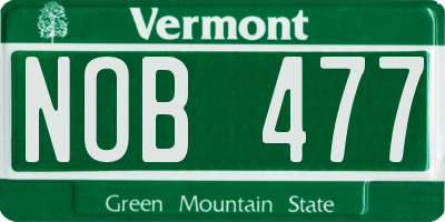 VT license plate NOB477