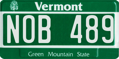 VT license plate NOB489