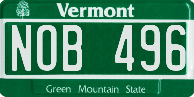 VT license plate NOB496