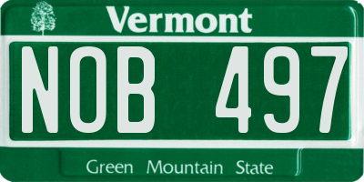 VT license plate NOB497