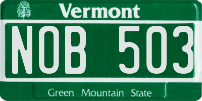 VT license plate NOB503