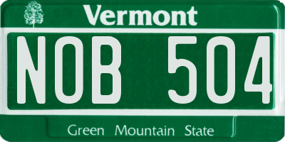 VT license plate NOB504