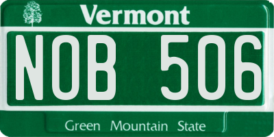VT license plate NOB506