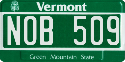 VT license plate NOB509