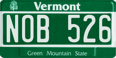 VT license plate NOB526