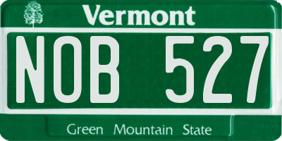 VT license plate NOB527