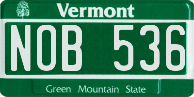 VT license plate NOB536