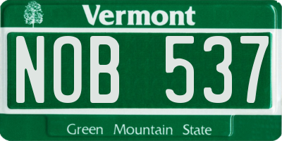 VT license plate NOB537