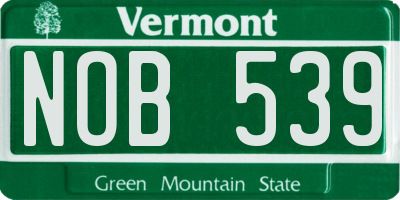 VT license plate NOB539