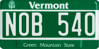 VT license plate NOB540