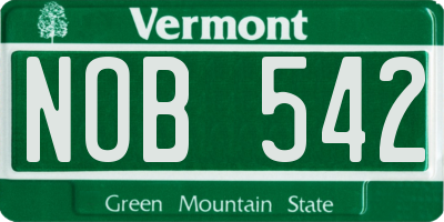 VT license plate NOB542