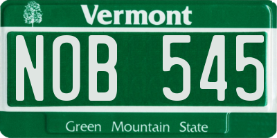 VT license plate NOB545