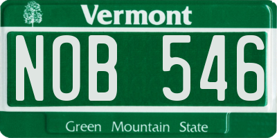 VT license plate NOB546