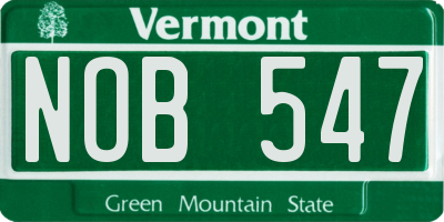 VT license plate NOB547