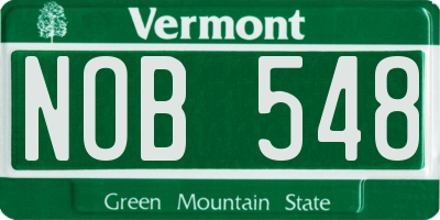 VT license plate NOB548