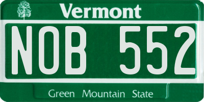 VT license plate NOB552