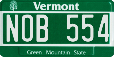 VT license plate NOB554