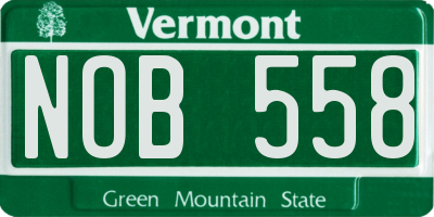 VT license plate NOB558
