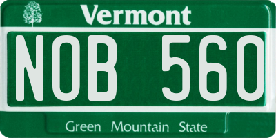 VT license plate NOB560