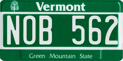 VT license plate NOB562