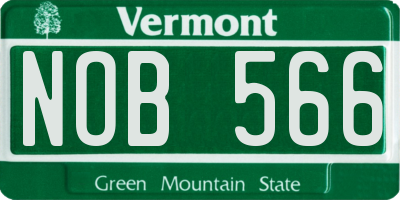 VT license plate NOB566