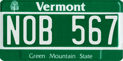 VT license plate NOB567