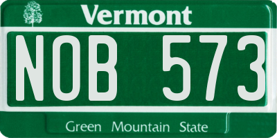 VT license plate NOB573