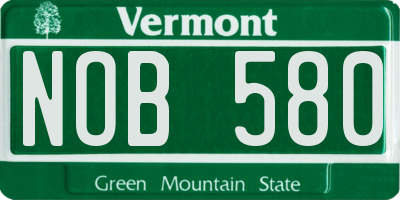 VT license plate NOB580