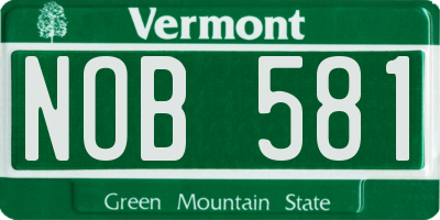 VT license plate NOB581