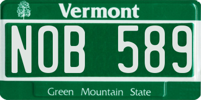 VT license plate NOB589