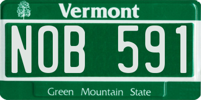 VT license plate NOB591