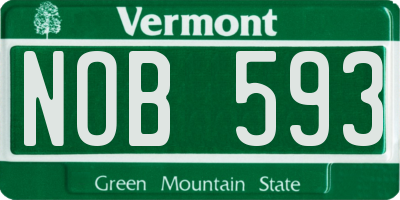 VT license plate NOB593