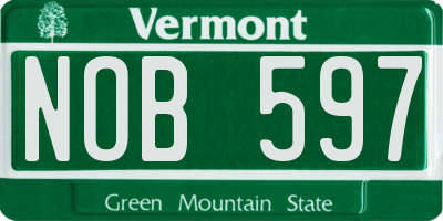 VT license plate NOB597
