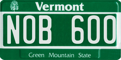 VT license plate NOB600